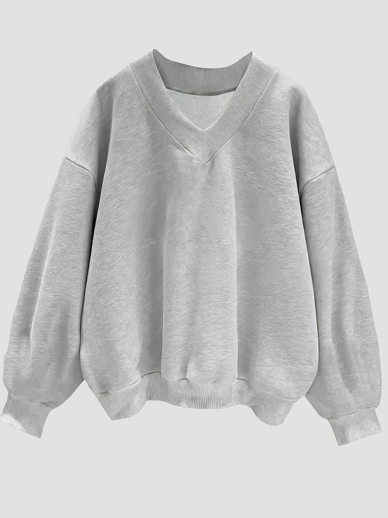 Women's Fashion Casual Pullover - Lined Thick Warm V - Neck Loose Sweatshirt - veyora