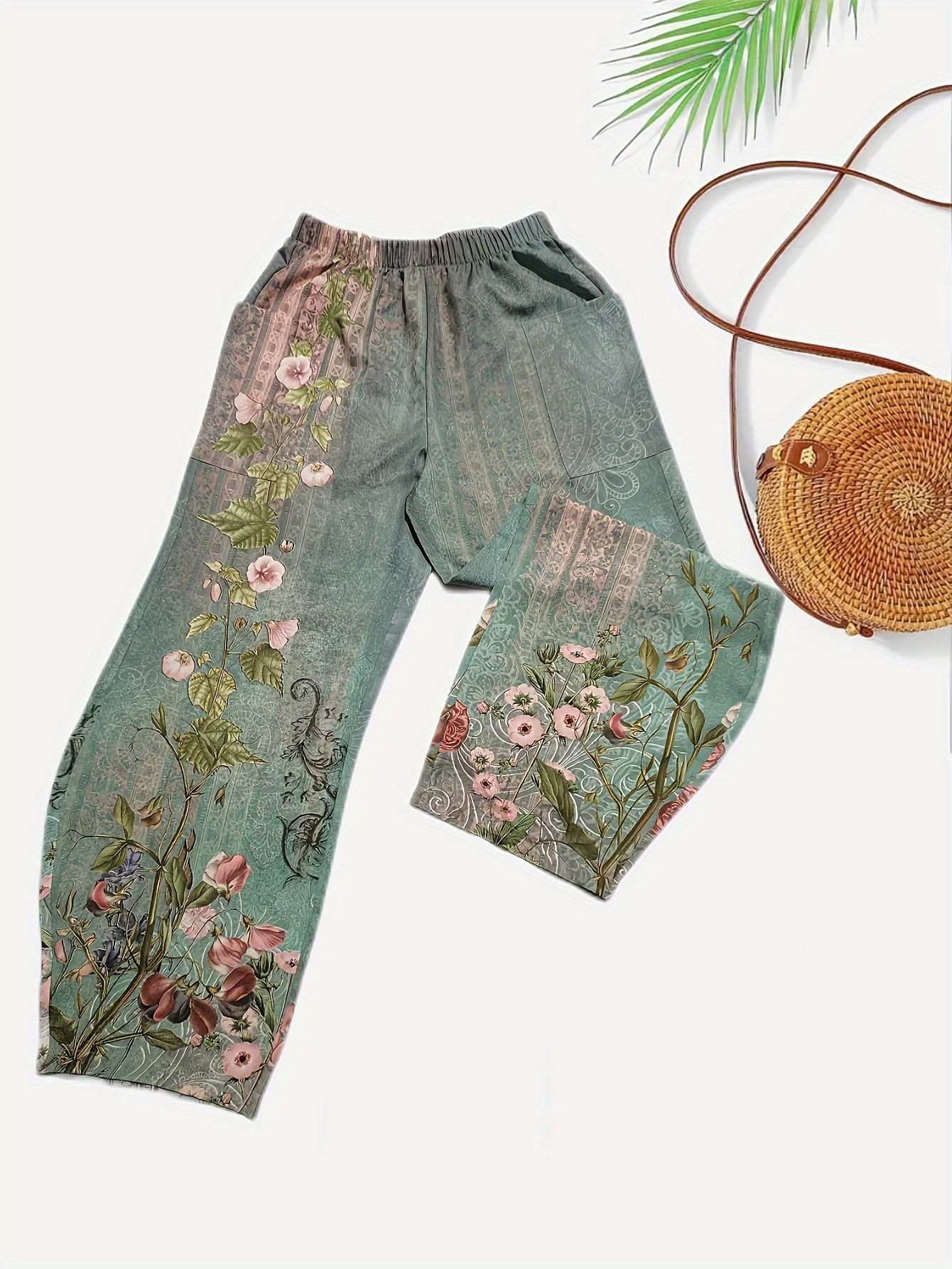 Printed Wide - Leg Pants, Spring/Summer Casual Loose Trousers, Women's Clothing - veyora