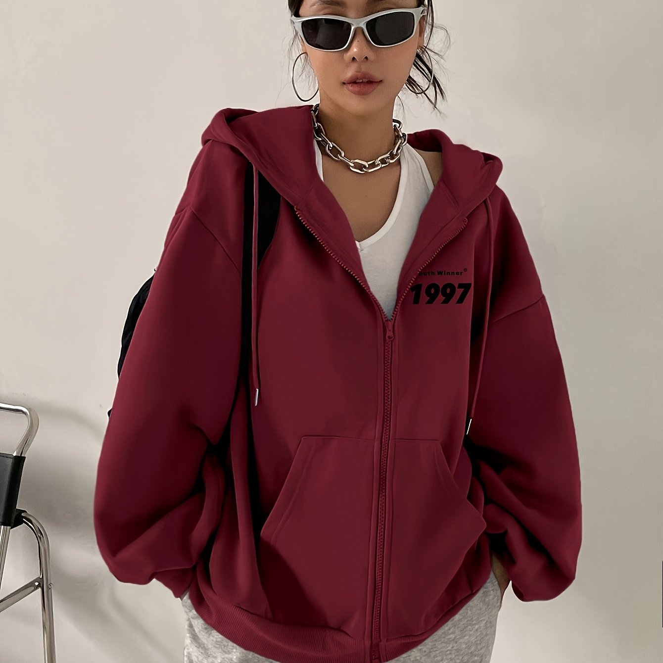 Women's Loose Zip - Up Sweatshirt Jacket, Spring/Autumn/Winter 2025 New Style, European and American Hooded Slim - Fit Cardigan Top - veyora