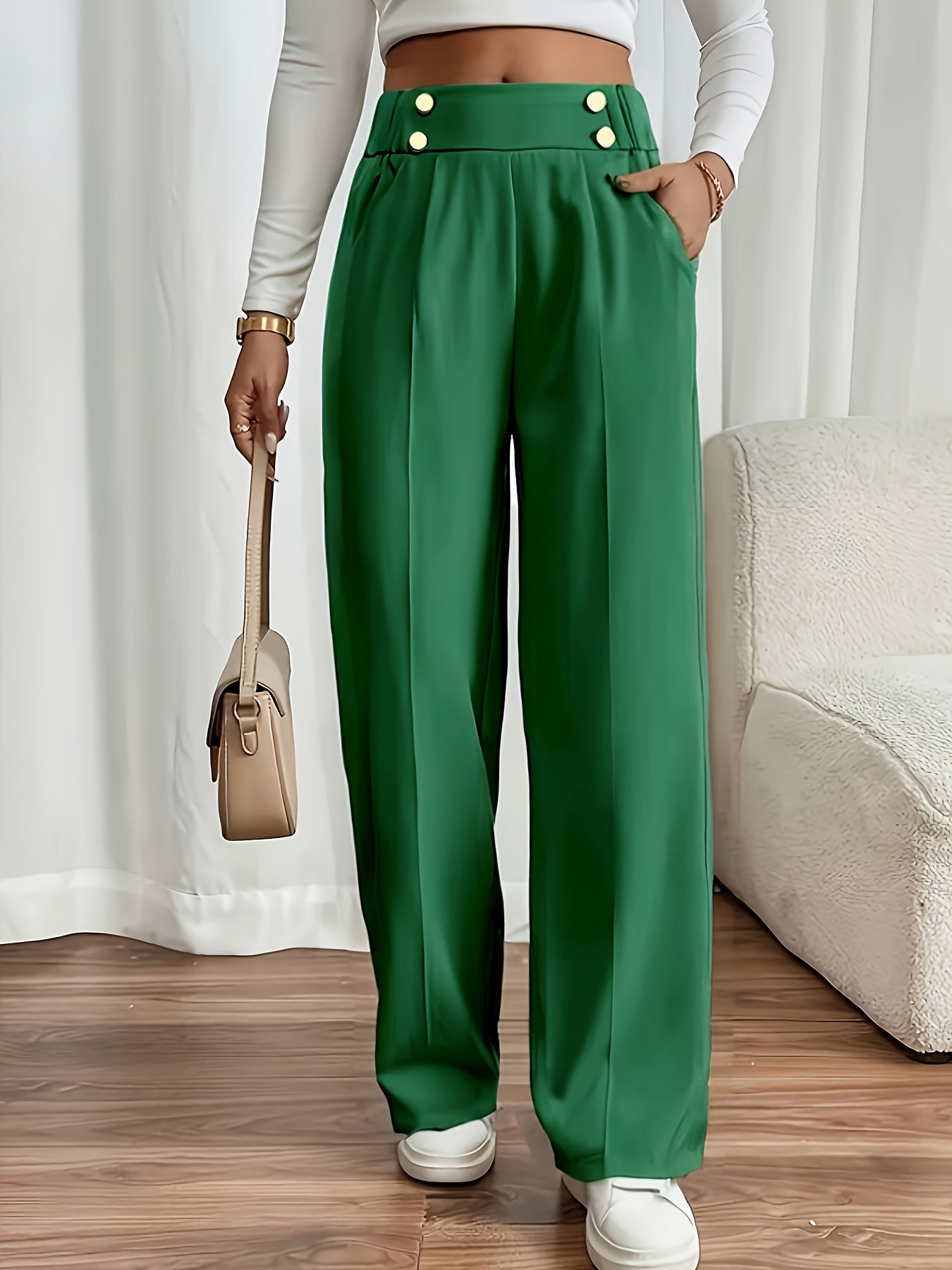 French Women's Elegant Straight - Leg Office Pants, Autumn Women's Clothing, Office Mermaid, Business Women's Wear, Essential for Elegant and Relaxed Fashion - veyora