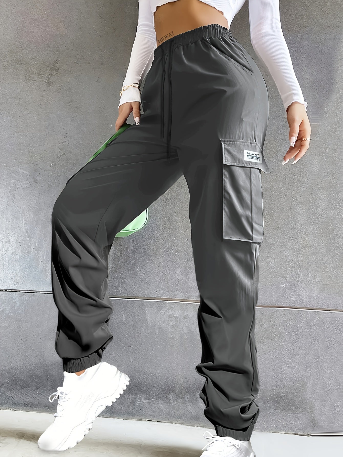 Women'S Lightweight Breathable Solid Color Casual Cargo Pants | Drawstring Waist, Large Pockets, Suitable for Daily Street Wear - veyora
