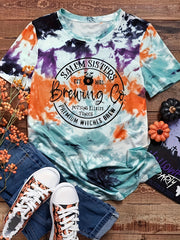 Tie Dye Print Crew Neck T-Shirt, Casual Short Sleeve Top For Spring & Summer, Women's Clothing - veyora