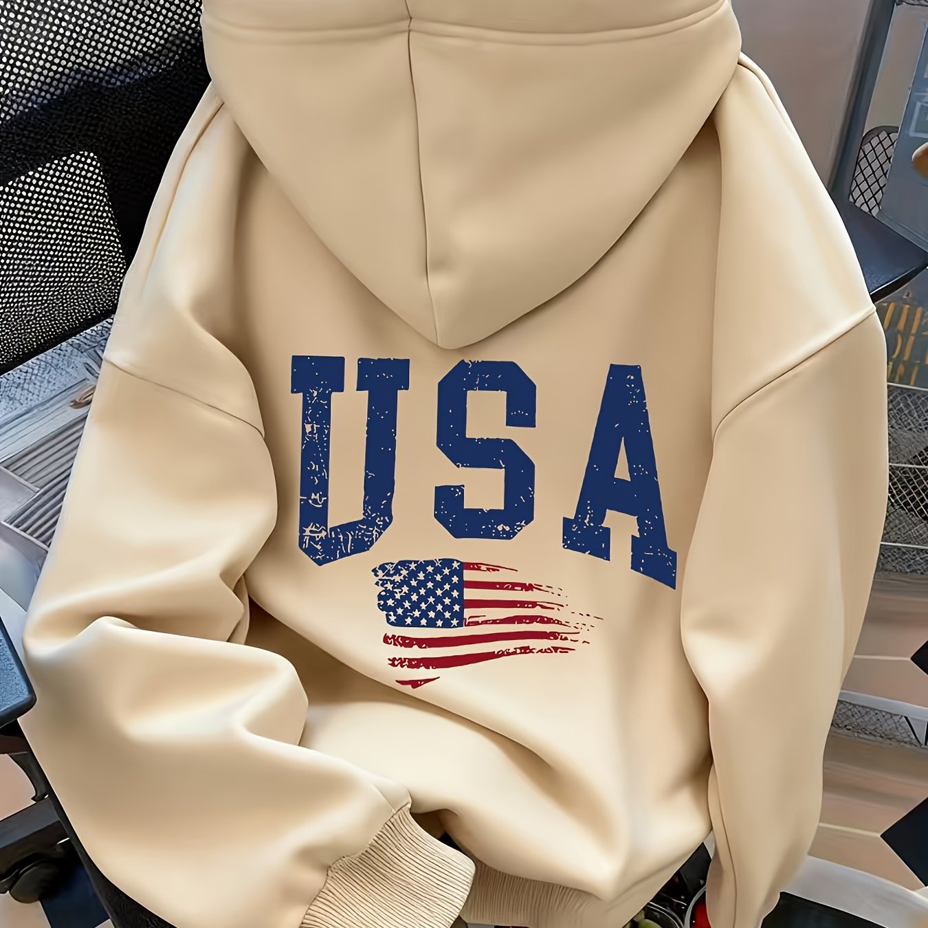 [Kangaroo Pocket Hoodie] Women's Kangaroo Pocket Sweatshirt Hoodie with Letter Print on Back - New Autumn/Winter Sweatshirt Hoodie - veyora