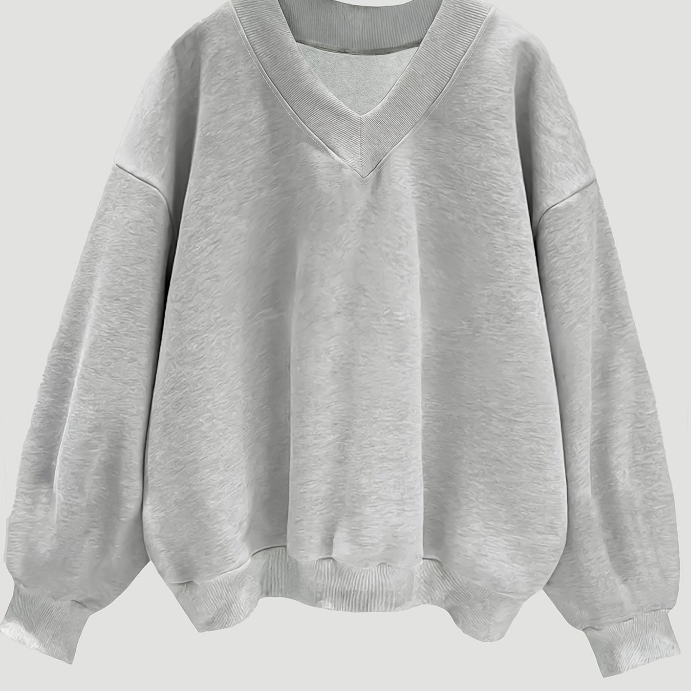 Women's Fashion Casual Pullover - Lined Thick Warm V - Neck Loose Sweatshirt - veyora