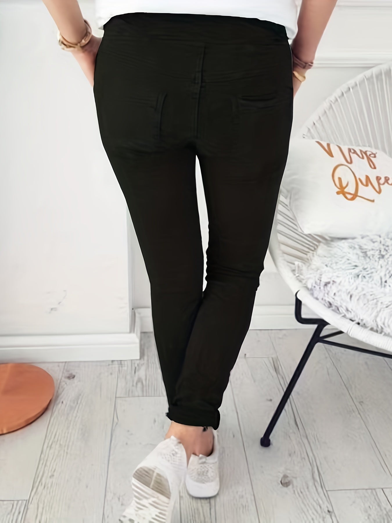 Women'S Fashion Casual Drawstring Skinny Pants | Elastic, Long Length, Solid Color for Spring/Fall - veyora