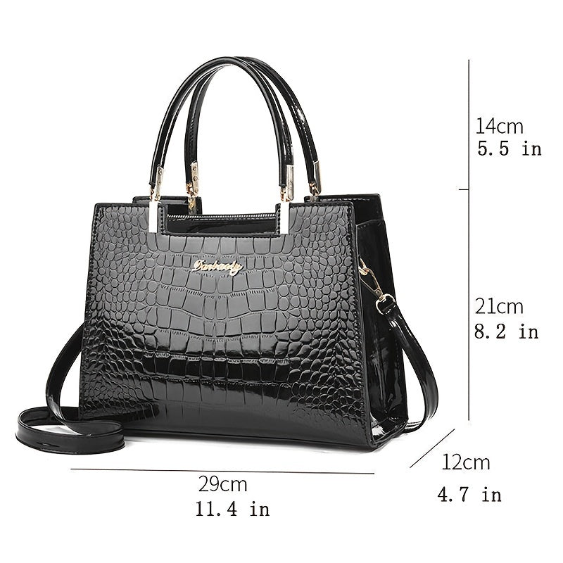 Brooklyn™ Shine | Croc - Embossed Luxury Bag - veyora