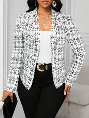 Elegant Women'S Plaid Blazer in a Beige - Brown Color Scheme, Featuring a Structured Collar Design Suitable for All Seasons. This Versatile Piece Is Perfect for Both Office And Party Settings - veyora