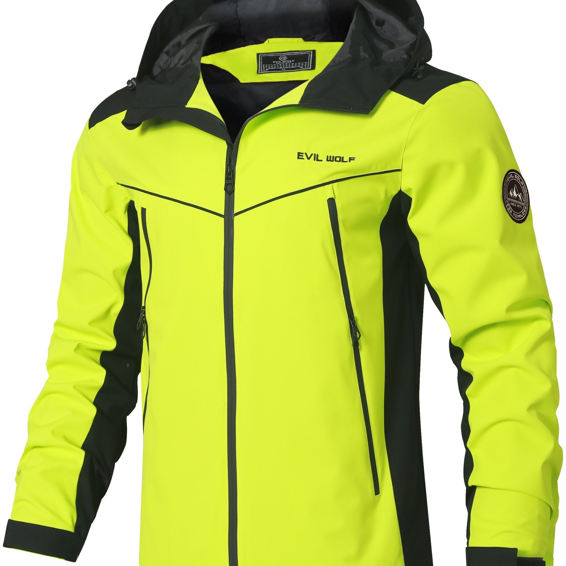 Men's Hooded Jacket - Casual Mountaineering Coat for Autumn and Winter, Polyester, Color Block Design, Outdoor, Clothing - veyora
