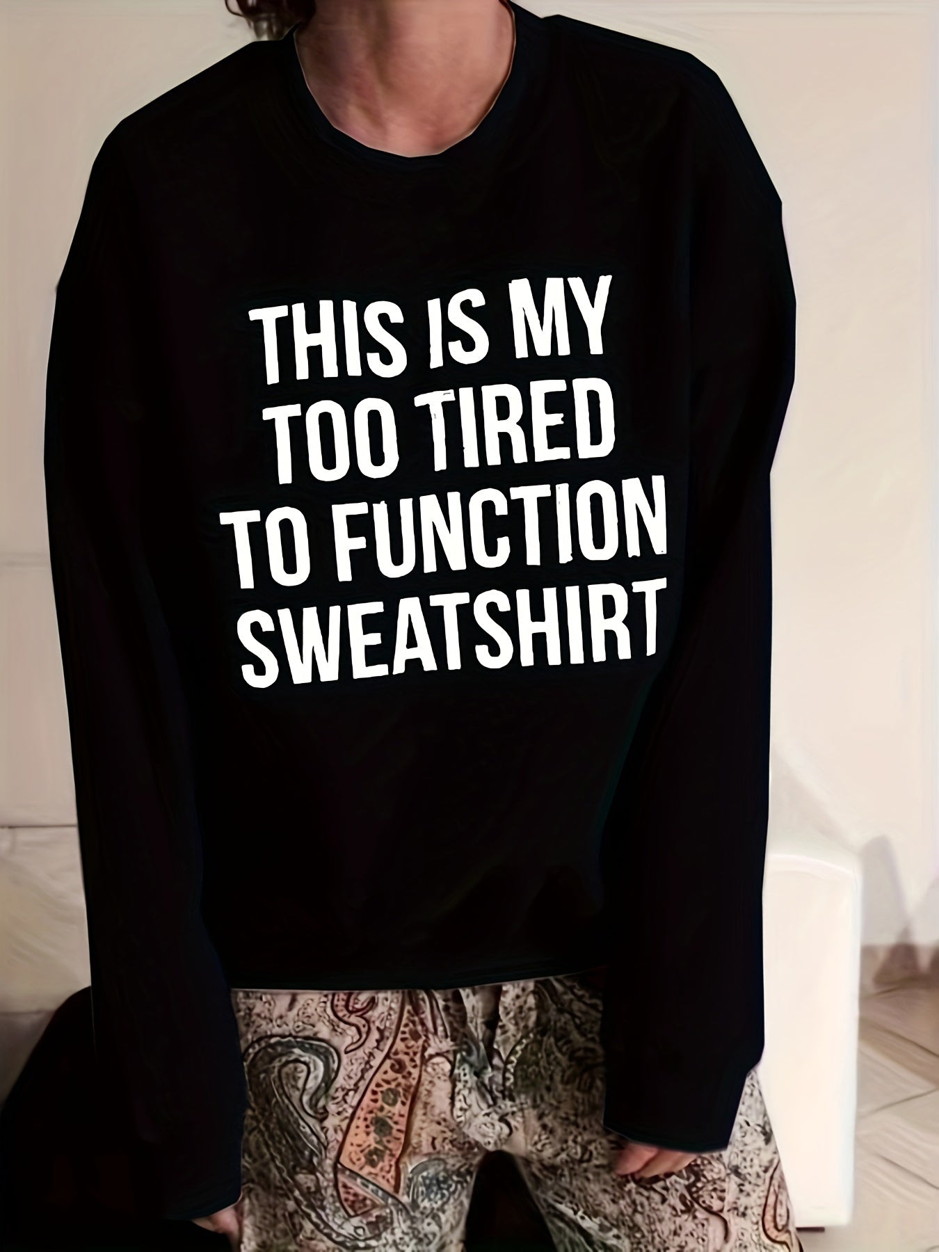 Letter Print Pullover Sweatshirt, Casual Long Sleeve Crew Neck Sweatshirt For Fall & Winter, Women's Clothing - veyora