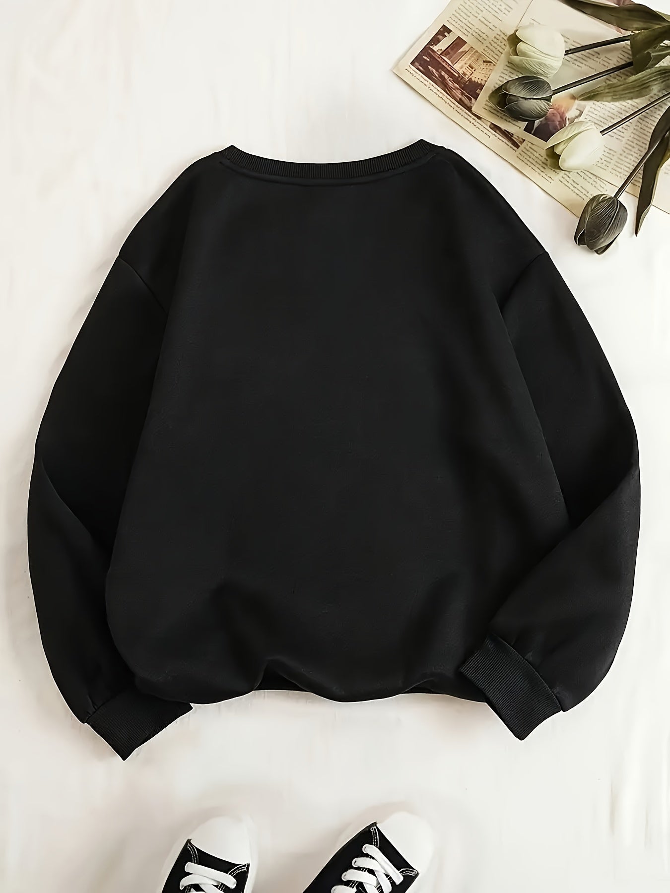 [Women's Athletic Sweatshirt] Women's Athletic Round Neck Sweatshirt - 100% Polyester Long Sleeve Pullover - Machine Washable Stretch Top - Autumn/Winter Casual Sportswear - Women's Winter Clothing - Women's Top - veyora
