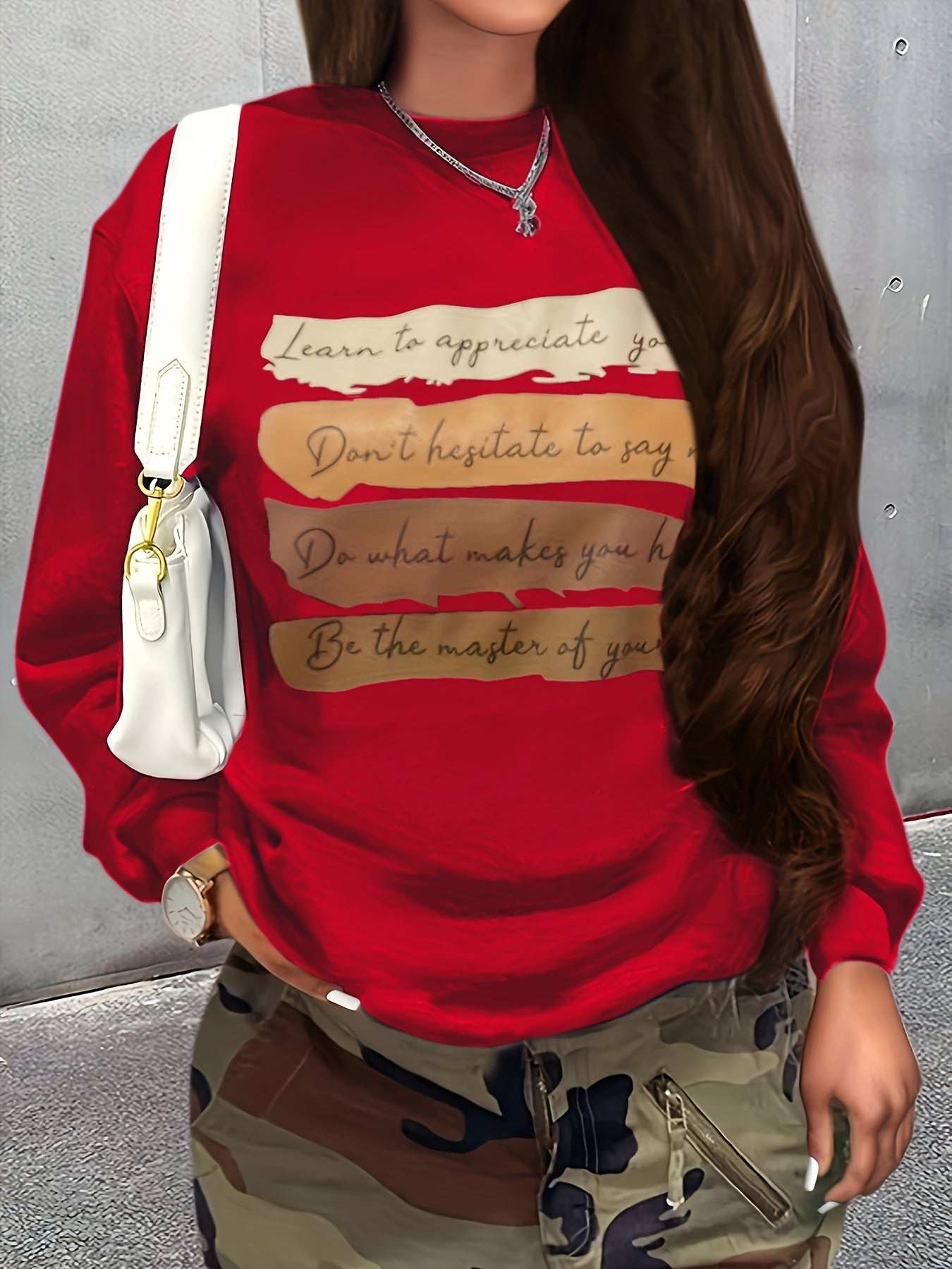 Cross - border Autumn/Winter European and American Women's Printed Long - Sleeve Round - Neck Casual Loose Sweatshirt - veyora