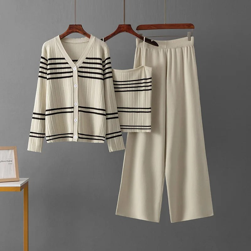 Comfortable Knitted Striped Set