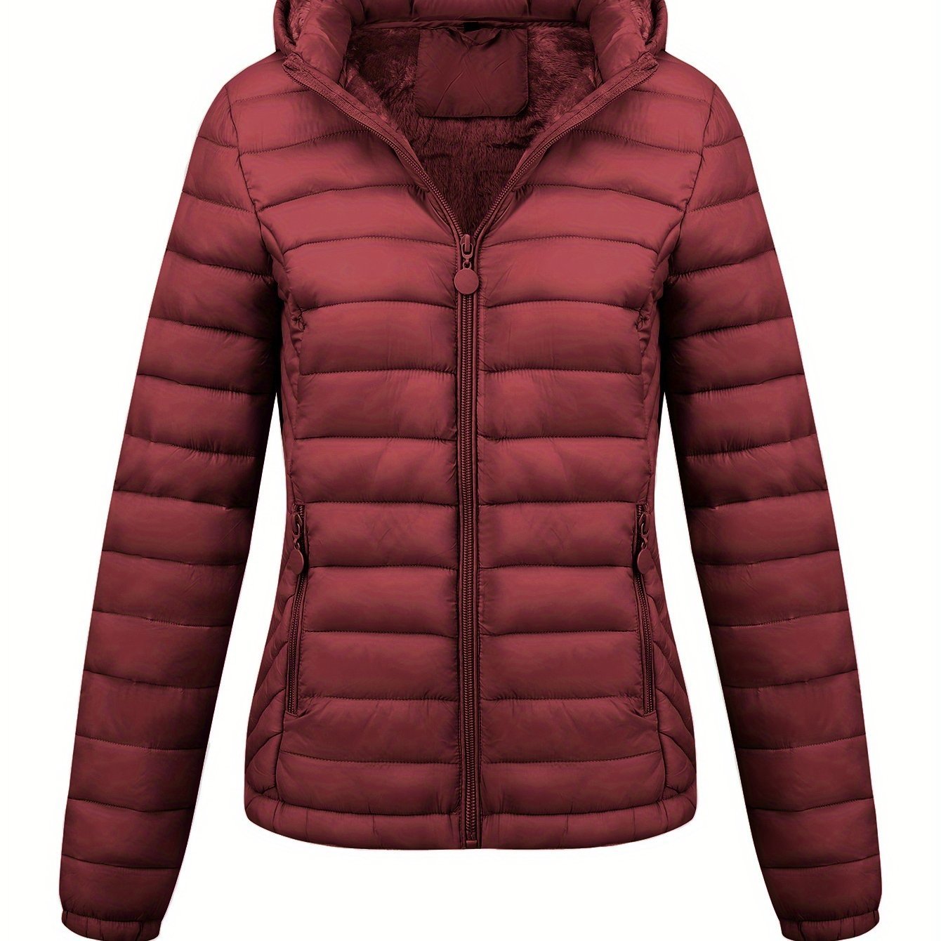 Women's Autumn/Winter Simple Lightweight Hooded Commuter Padded Coat with Pockets - veyora