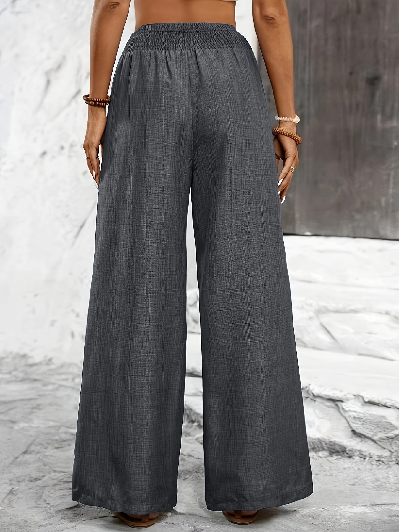 Premium Solid Color Twisted Knot Casual Straight - Leg Pants - veyora