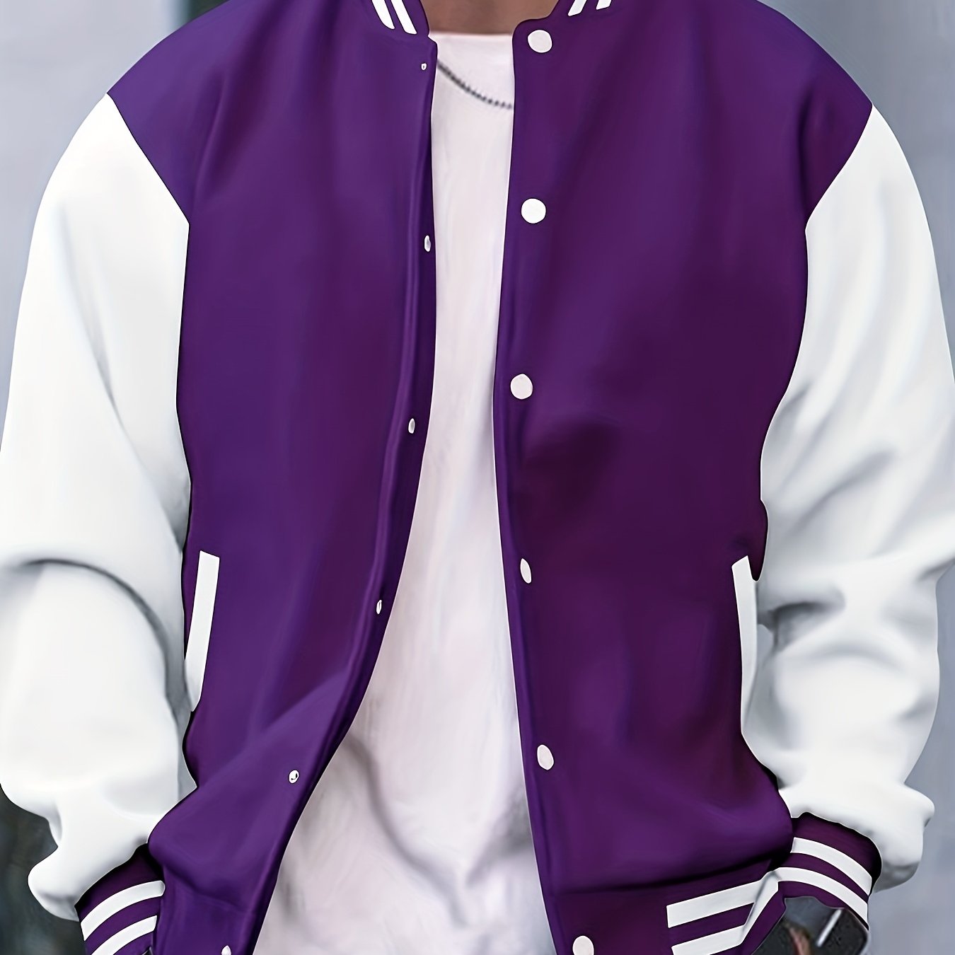Men's Casual School Team Jacket, Spring and Autumn Fashion Button Baseball Collar Jacket - veyora