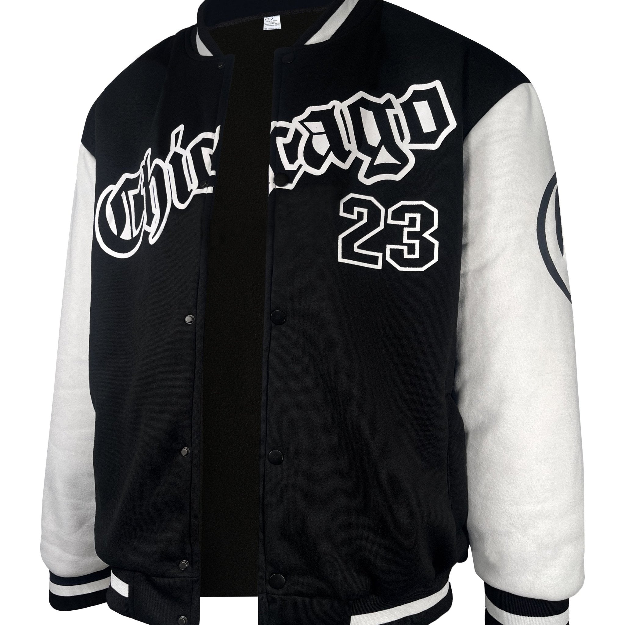 Men's Casual Letter Print Color Block Varsity Jacket, Chic Style Baseball Collar Jacket - veyora