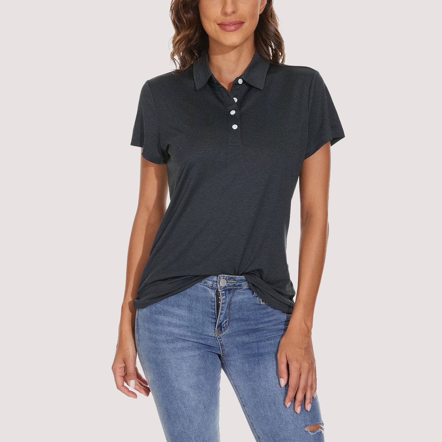 Women's Moisture-Wicking 4-Button Polo T-Shirt