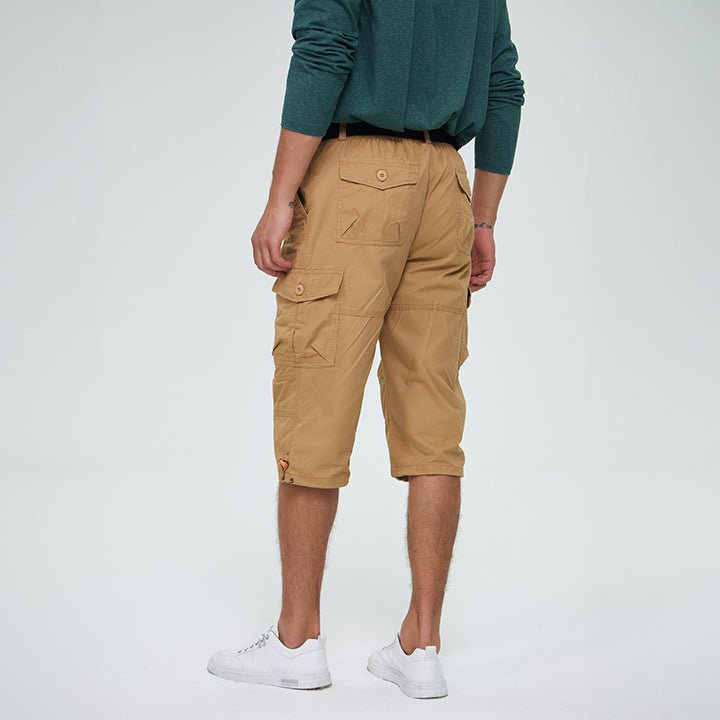 Men's Below Knee Cargo Shorts - Cotton, 7 Pockets, Work Capris