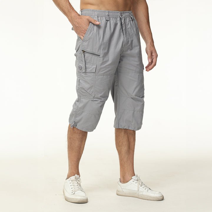 Men's Below Knee Cargo Shorts - Cotton, 7 Pockets, Work Capris