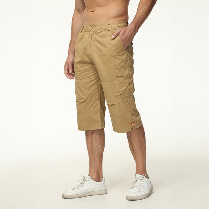 Men's Below Knee Cargo Shorts - Cotton, 7 Pockets, Work Capris