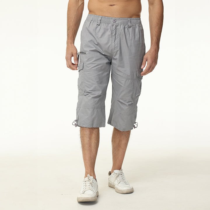 Men's Below Knee Cargo Shorts - Cotton, 7 Pockets, Work Capris