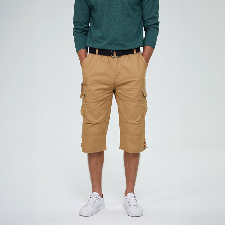 Men's Below Knee Cargo Shorts - Cotton, 7 Pockets, Work Capris
