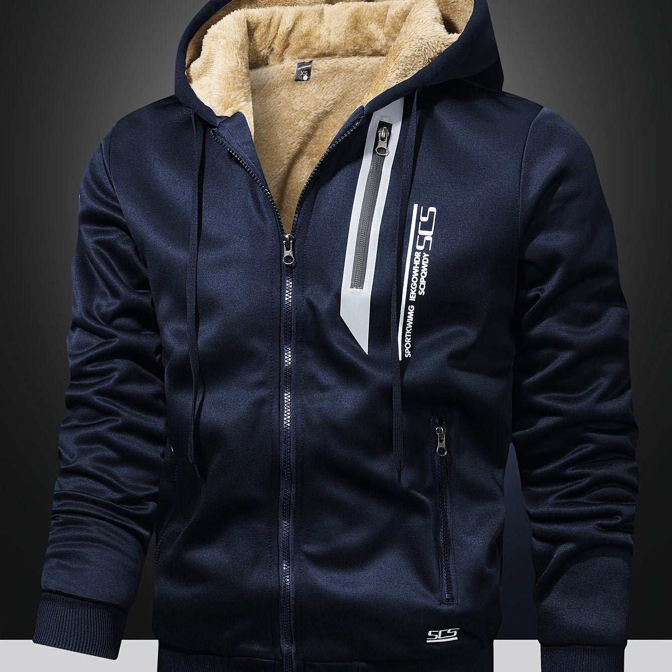 Men's Winter - Lined Thick Warm Hoodie Jacket, Athletic Zip - Up Sweatshirt with Pockets - veyora