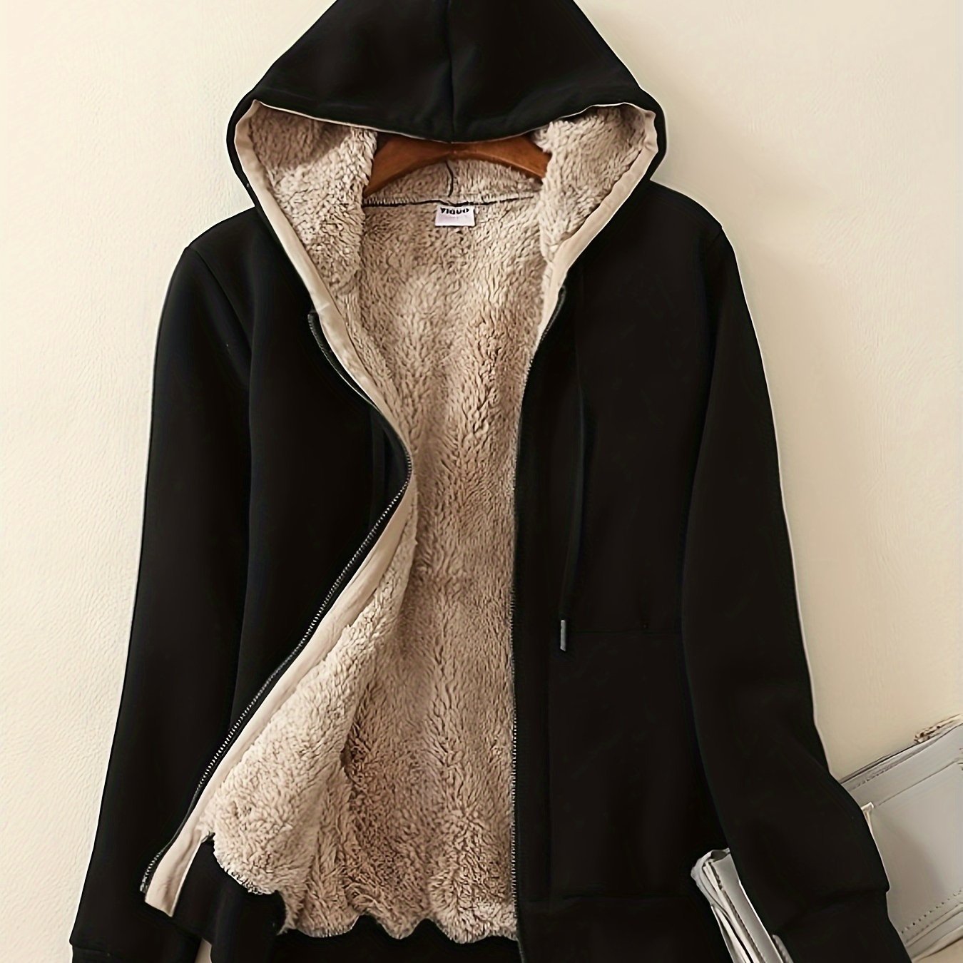 1pc of Women'S Casual Full - Zip Lined Hoodie Sweatshirt Jacket with Pockets - Oversized Outerwear for Autumn And Winter Fashion - veyora