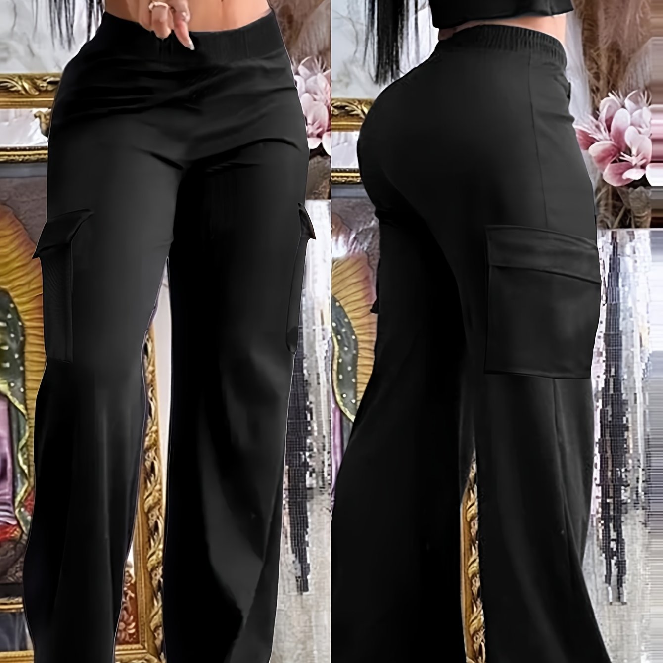 Women'S Black Casual Long Pants - veyora