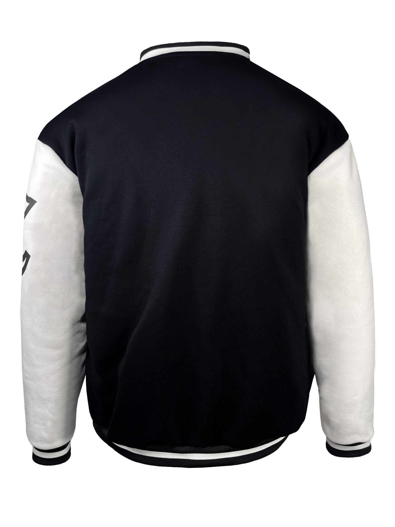 Men's Casual Letter Print Color Block Varsity Jacket, Chic Style Baseball Collar Jacket - veyora