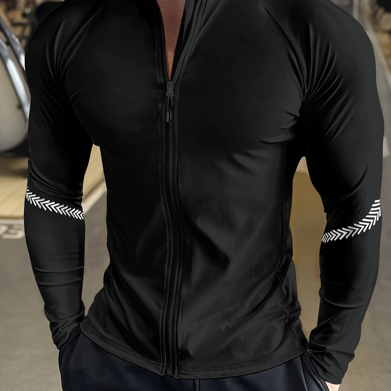 Men's Quick Dry And Lightweight Stand Collar Zip Up Long Sleeve Jacket In Solid Color, Sun Protection Jacket Suitable For Basketball, Cycling, Hiking Wear And Outdoors Activities - veyora