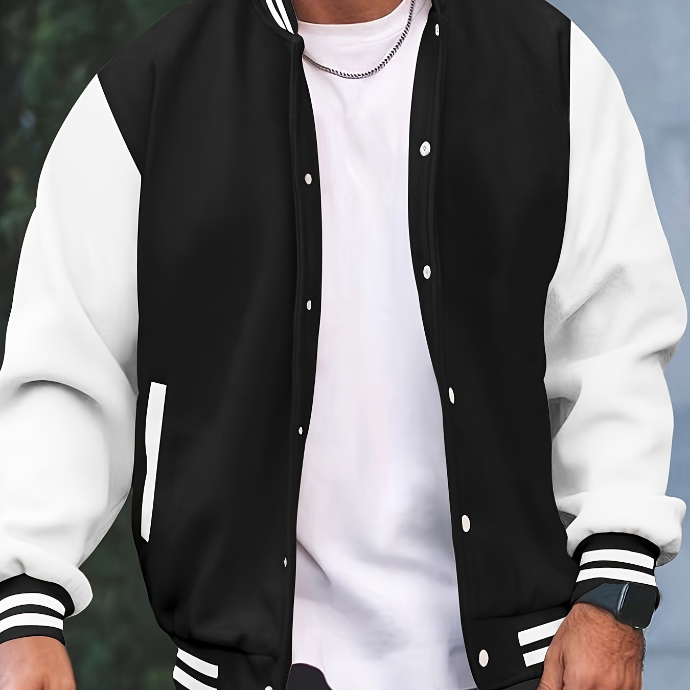 Men's Casual School Team Jacket, Spring and Autumn Fashion Button Baseball Collar Jacket - veyora