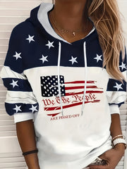 European and American Round Neck Flag Print Casual Women's Long Sleeve Sweatshirt - veyora