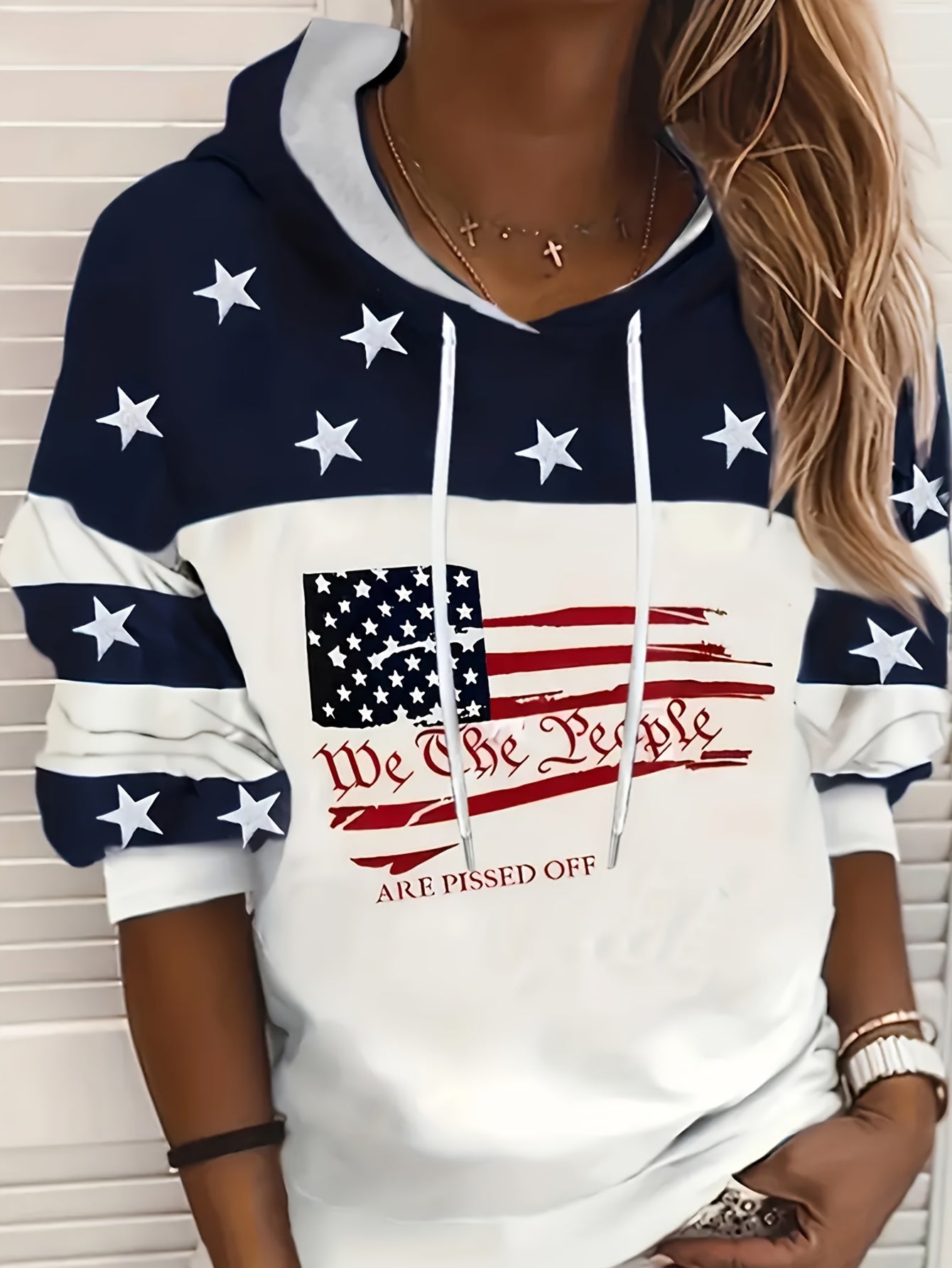 European and American Round Neck Flag Print Casual Women's Long Sleeve Sweatshirt - veyora