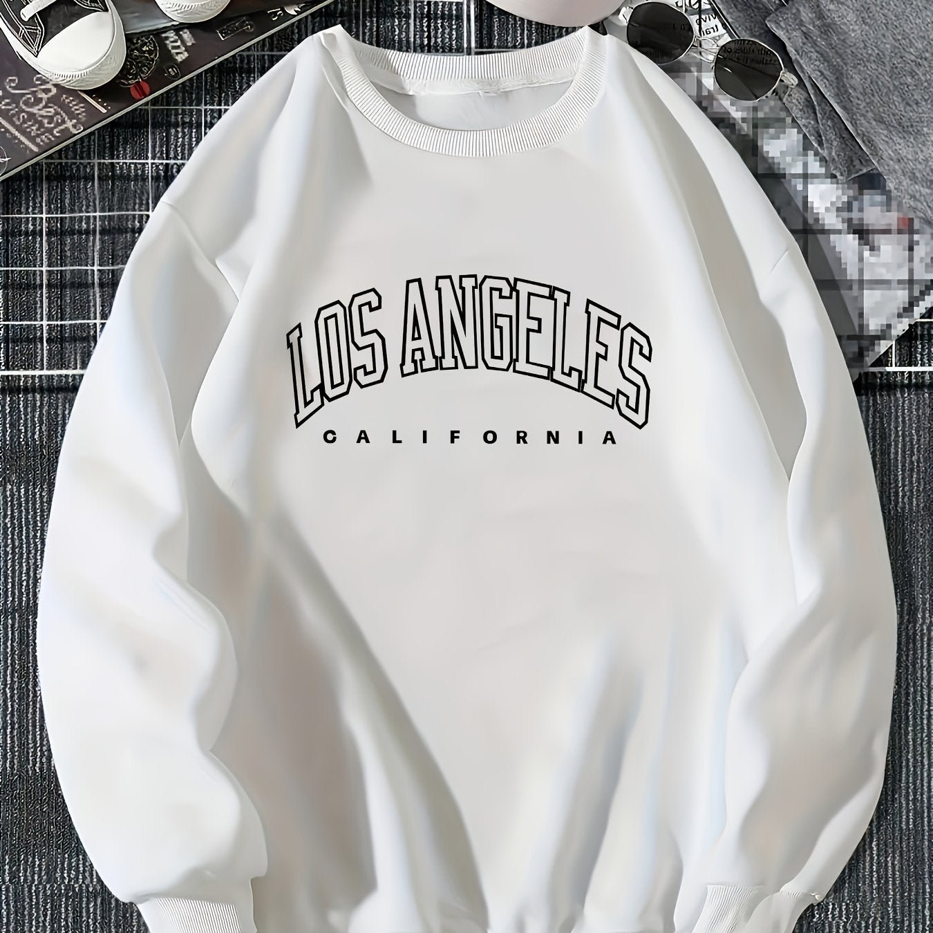 Los Angeles Print Preppy Sweatshirt, Long Sleeve Crew Neck Casual Sweatshirt For Winter & Fall, Women's Clothing - veyora