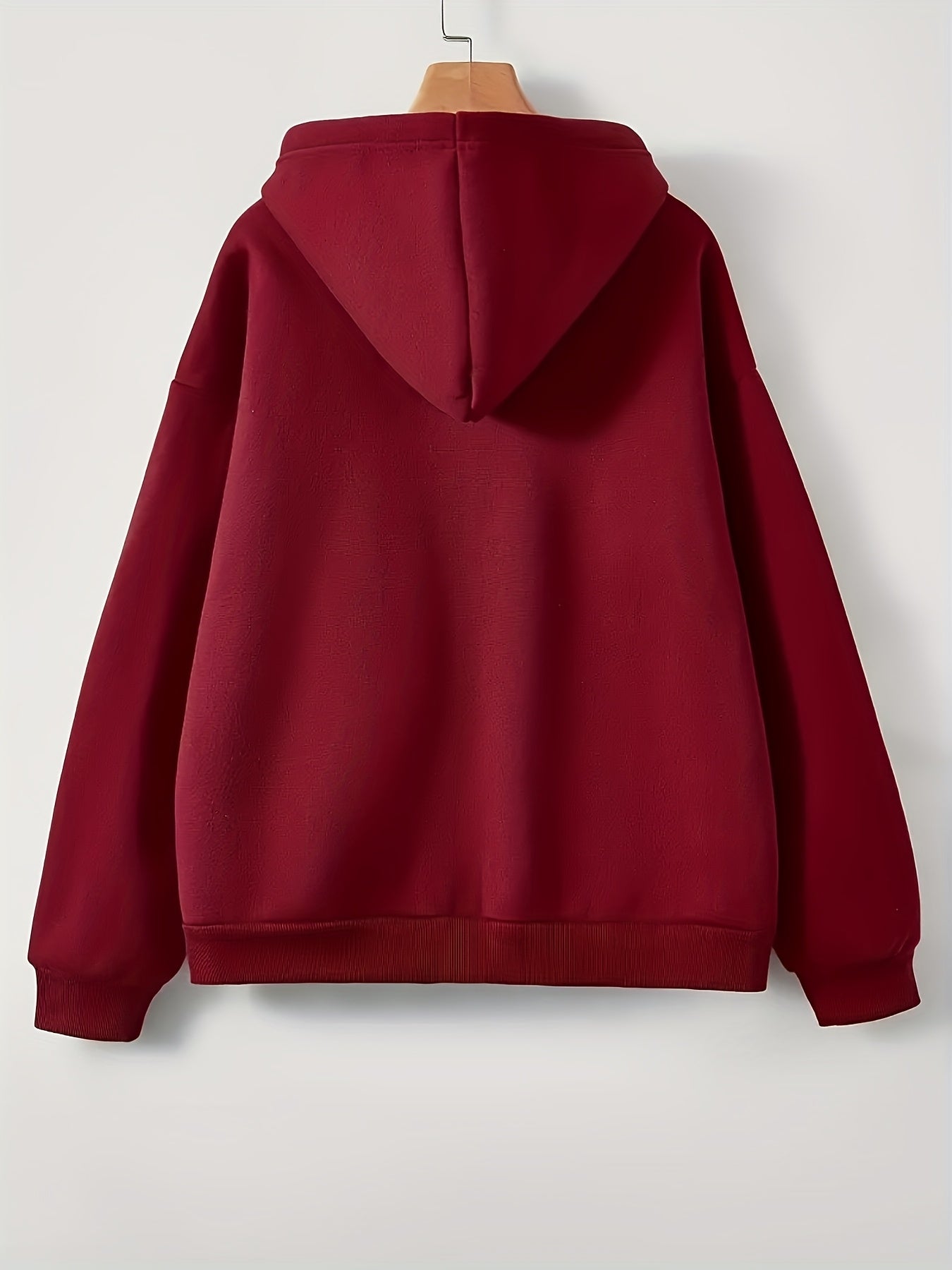 Women's Comfortable Fleece - Lined Hoodie - Solid Color Long Sleeve Kangaroo Pocket Pullover, Street Style, Polyester, Machine Washable, All - Season Casual Sweatshirt - veyora