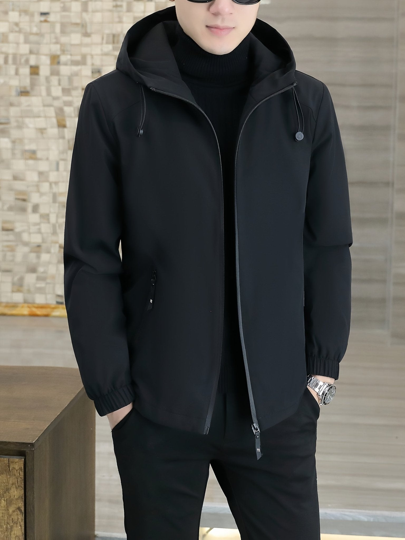Men'S Heavy - Duty Fleece Jacket - Windproof Zip - Up Coat with Full - Zip Closure, Hooded Winter Coat for Cold Weather, Non - Stretch Fabric for Everyday & Formal Events - veyora