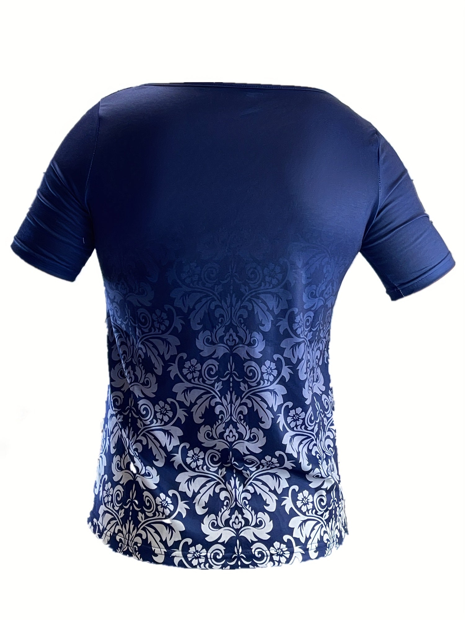 Floral Print Button Front T-Shirt, Casual Short Sleeve T-Shirt For Spring & Summer, Women's Clothing - veyora