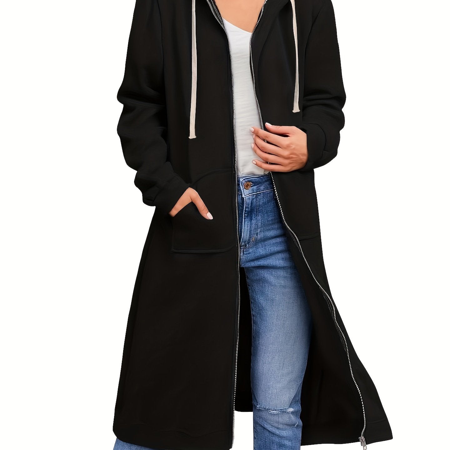 2022 New Autumn And Winter Cross - Border Women'S Fashion in Europe And America, Loose Long Cardigan with Zipper - veyora