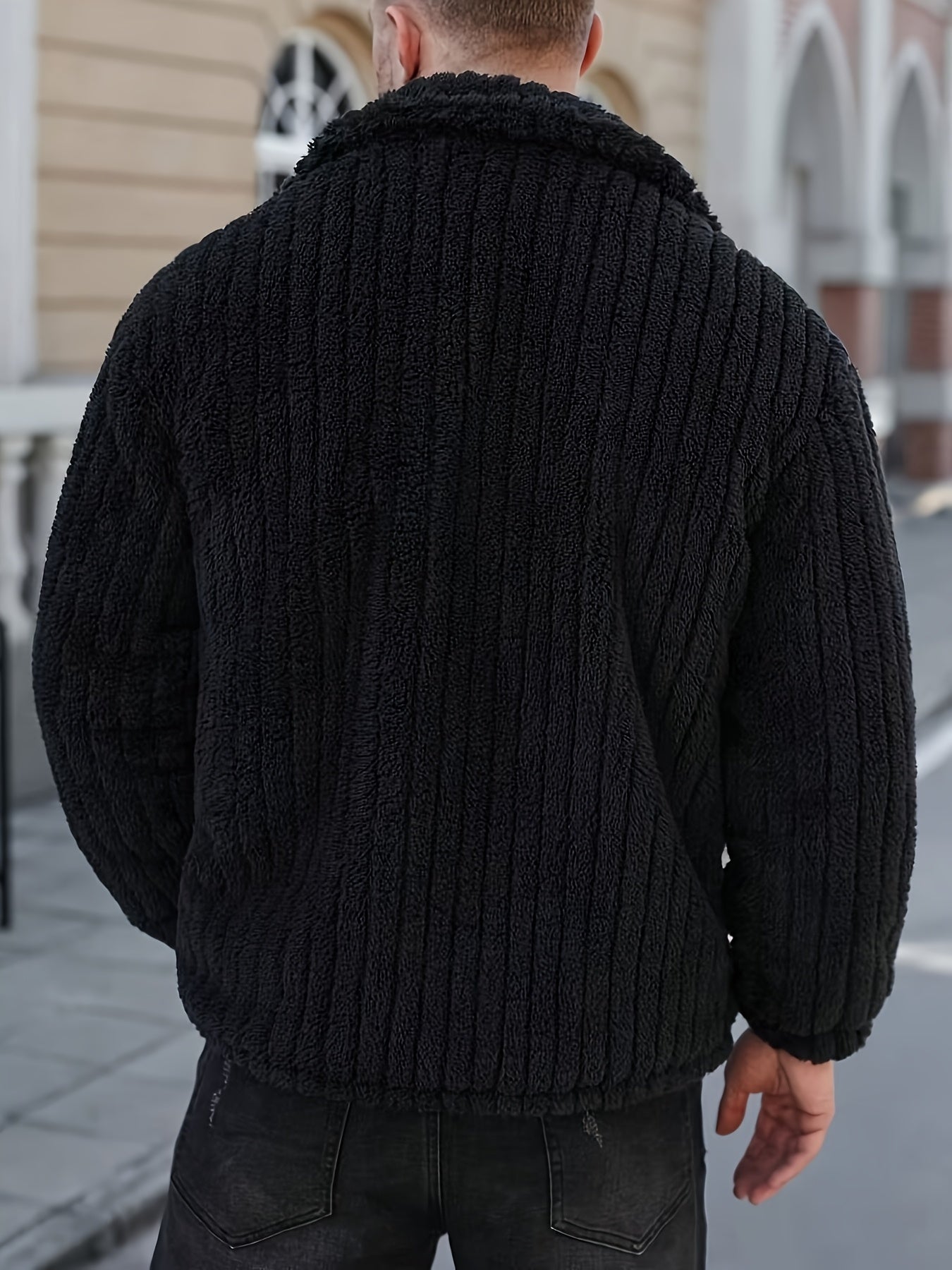 Men's Winter Front Placket Flannel Jacket, Suitable for Daily Wear and Casual Outings - veyora