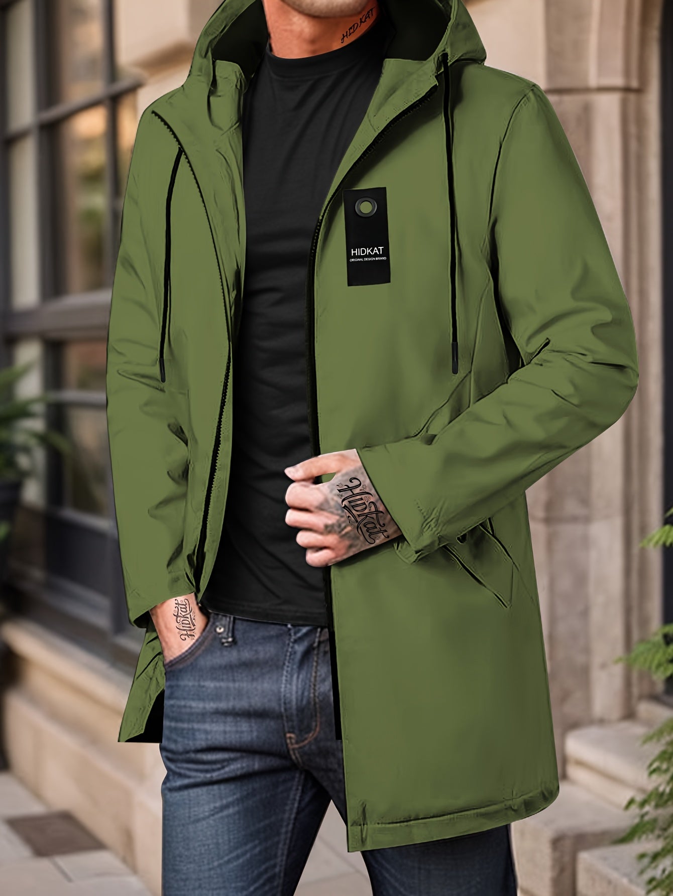 Casual Jacket for Men Featuring a Hood And Drawstring, Available in Solid Colors, Perfect for Spring And Autumn Wear - veyora