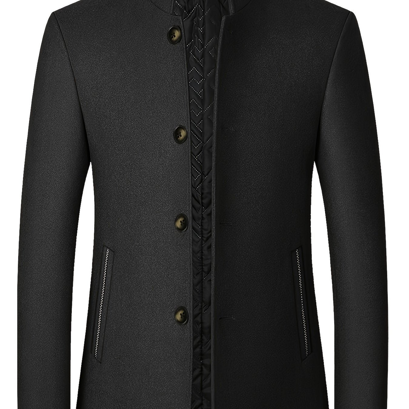 New Men's Tweed Jacket, Mao Suit Style Stand Collar Autumn/Winter Outerwear, Men's Tweed Sports Jacket - veyora