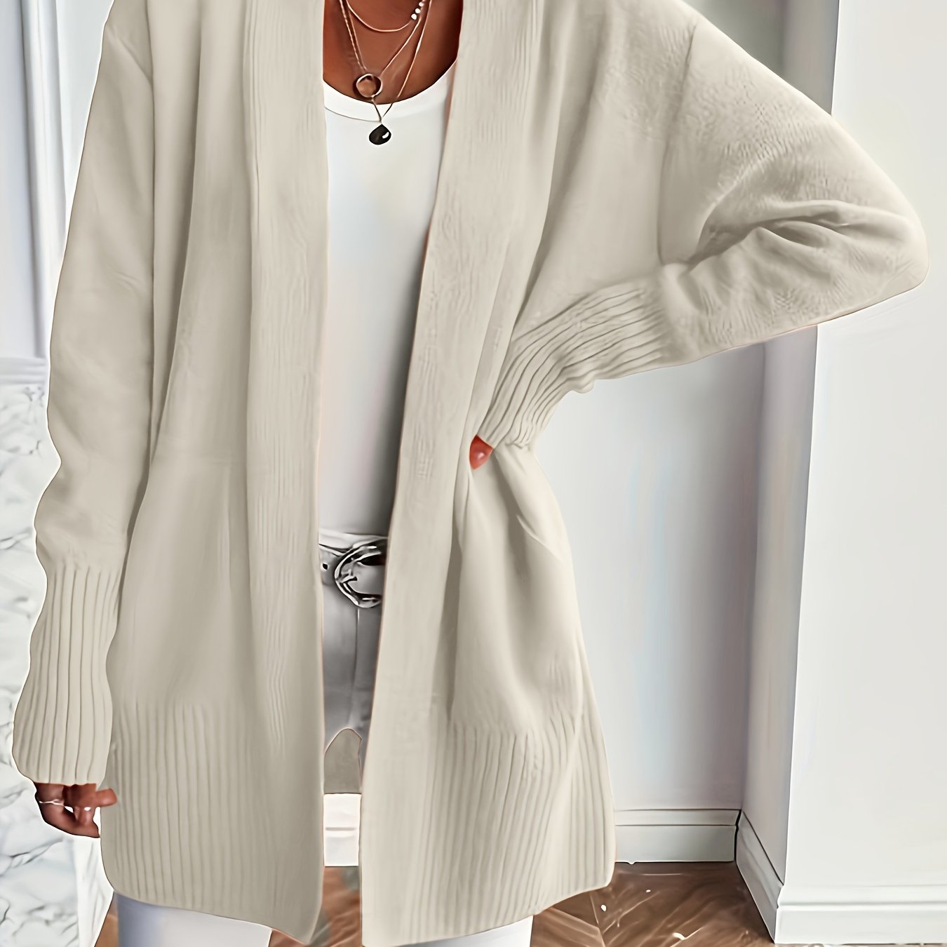 [Cozy Cardigan] Cozy Yellow Women's Knit Cardigan | Long Sleeve, V - Neck, Loose Fit, Fall & Winter Stylish Pullover, Autumn Winter Apparel, Vibrant Cardigan, Knit Construction, Cardigan Sweater - veyora