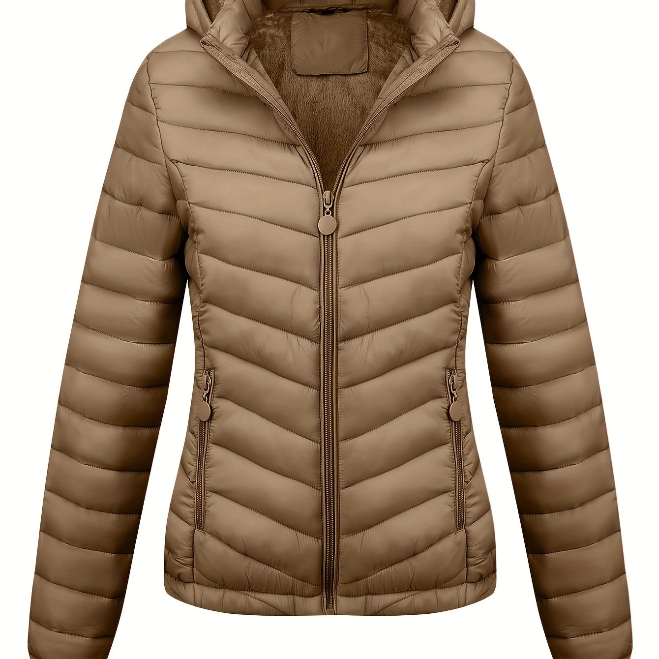 Women's Autumn/Winter Fashion Simple Versatile Lightweight Commuter Hooded Padded Coat with Pockets - veyora