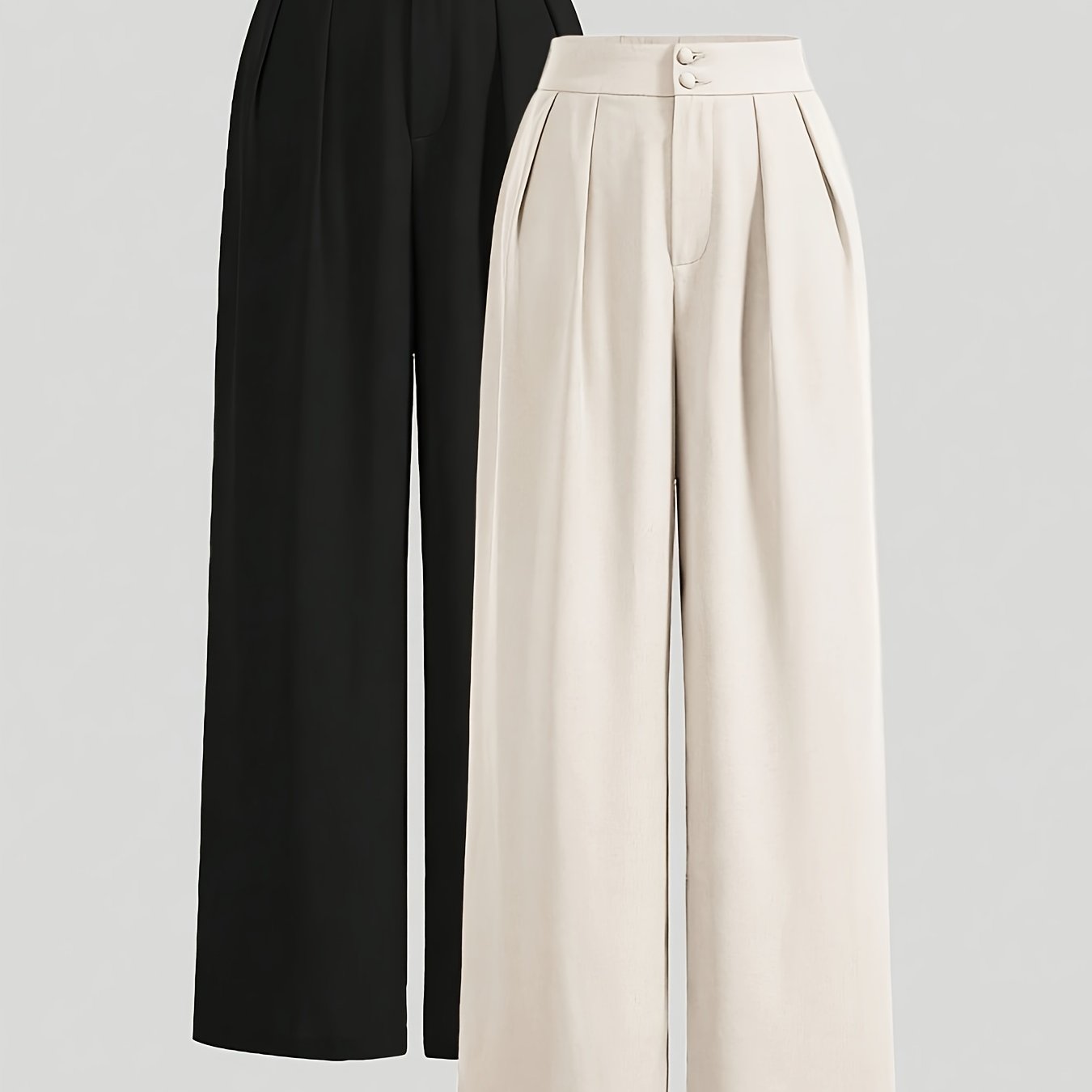 High - Waisted Wide - Leg Pants Two - Piece Set - veyora