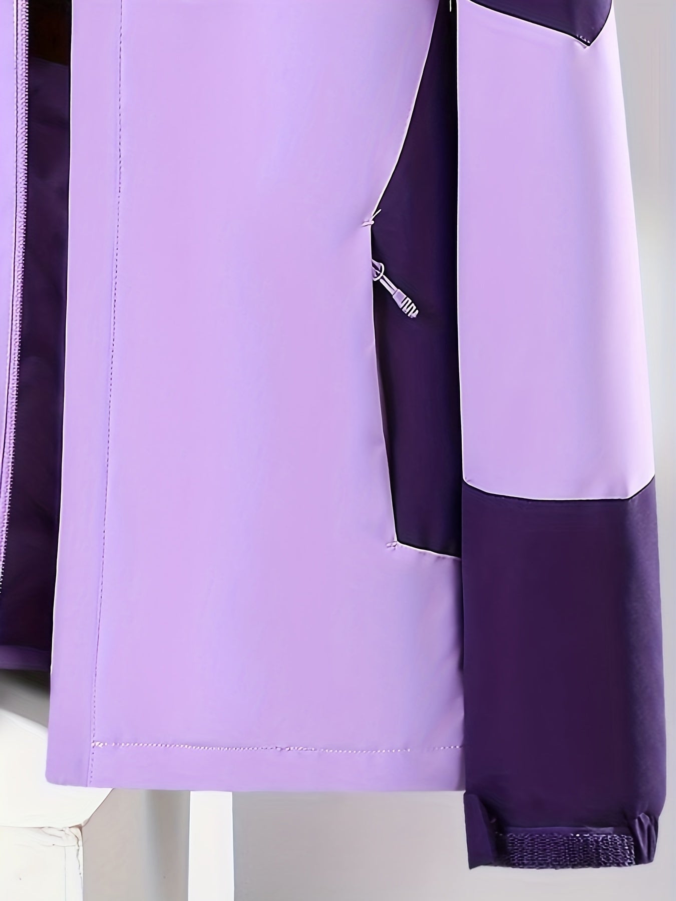 Women'S Winter Lightweight Windproof Jacket - Stylish Color Block Zip-Up Coat with Hood, Long Sleeves, and Polyester Lining for Warmth & Comfort, Ladies' Outerwear