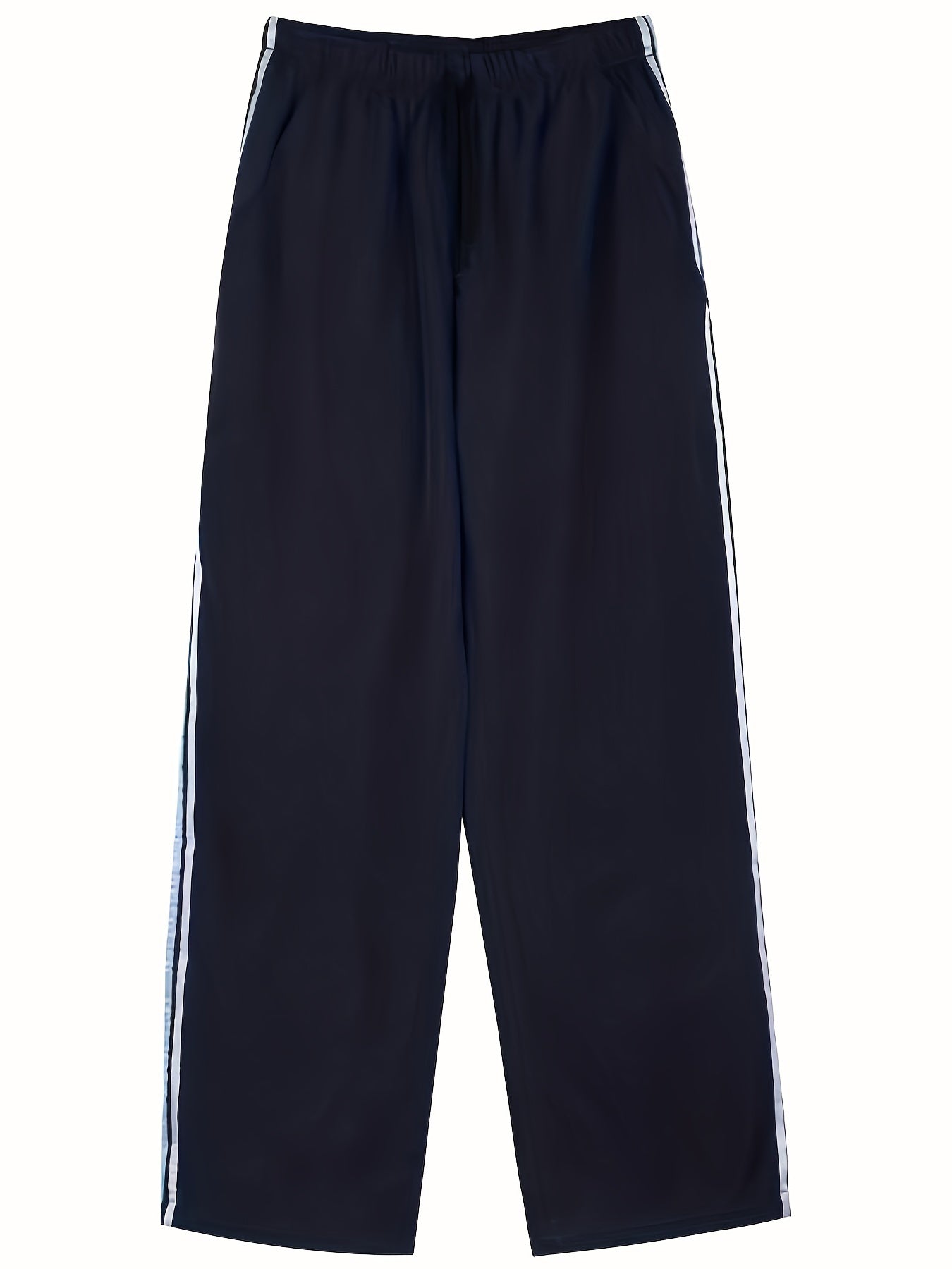 Women's Style Solid Blue Straight - Leg Pants - Non - Stretch Machine - Washable Trousers for All - Season Casual & Formal Wear, Versatile Clothing | Youthful Appearance | Smooth Texture - veyora