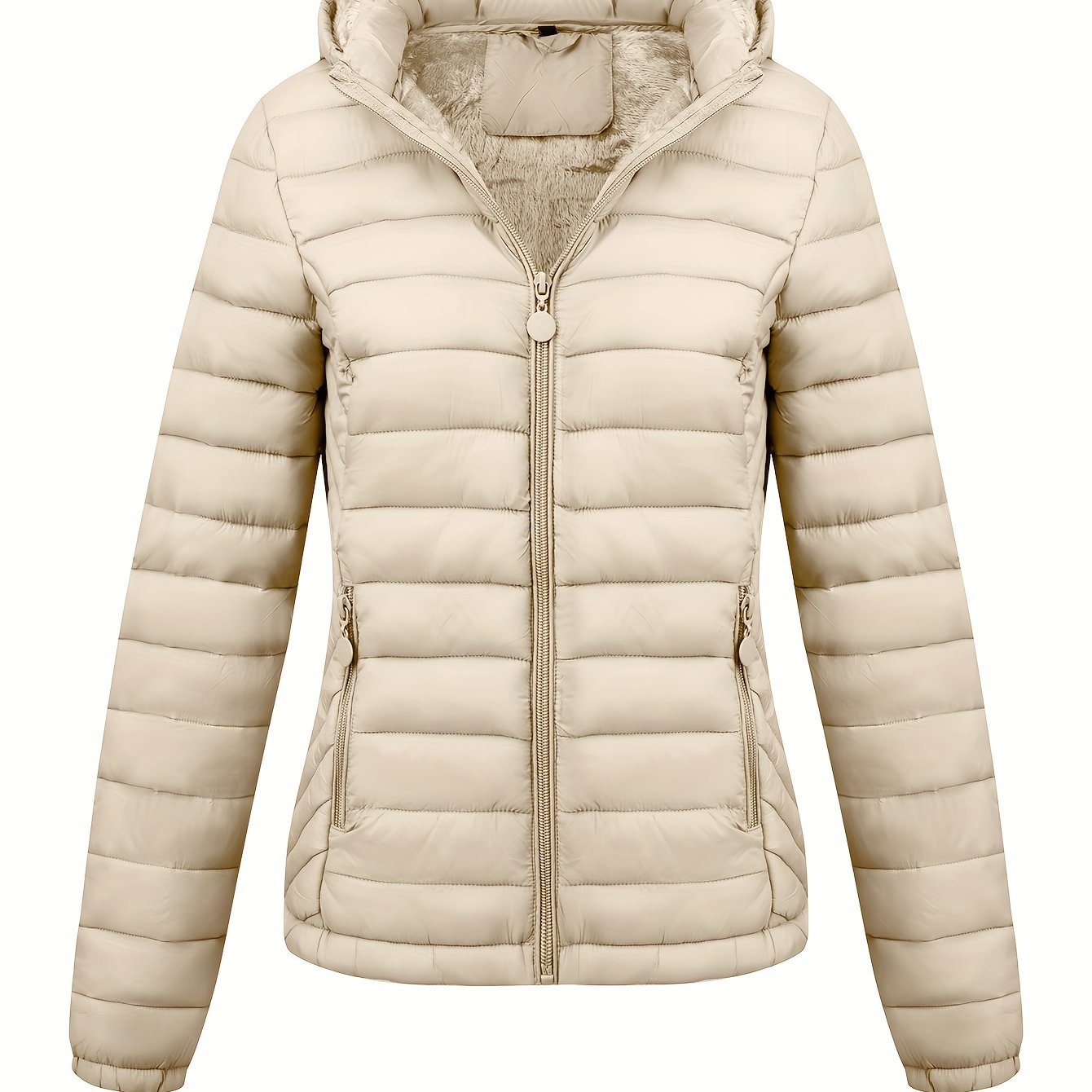 Women's Autumn/Winter Simple Lightweight Hooded Commuter Padded Coat with Pockets - veyora
