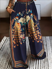 2023 Fashion Peacock Single - Sided Brushed Printed Long Pants - veyora