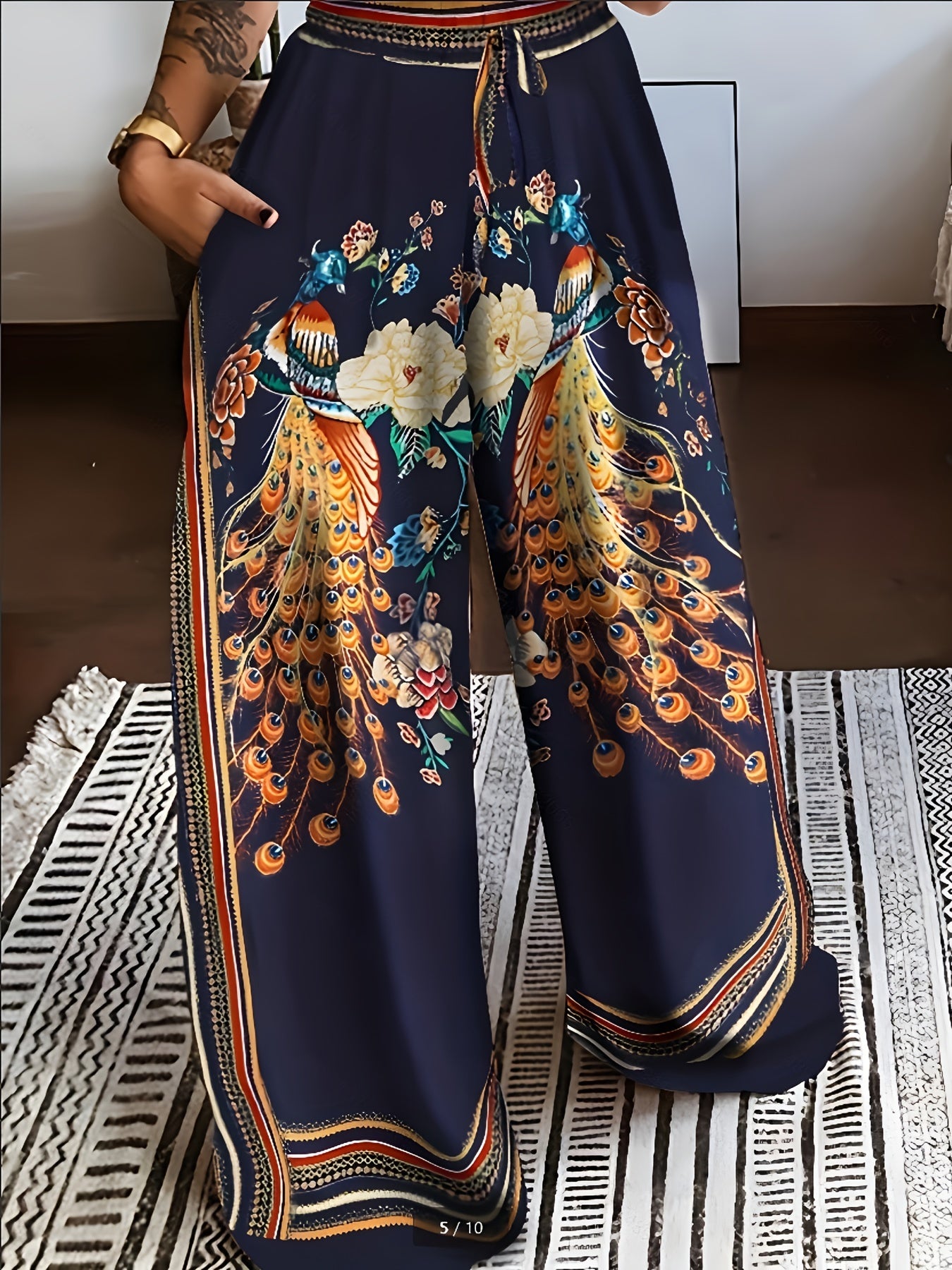 2023 Fashion Peacock Single - Sided Brushed Printed Long Pants - veyora